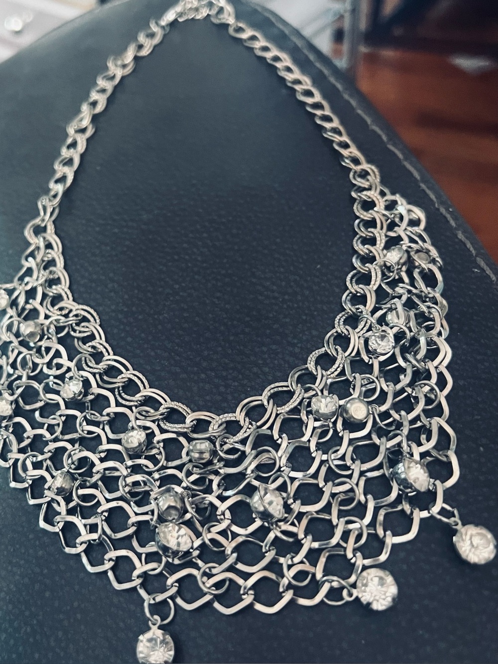 Silver Crystal Statement Necklace -  Elegant Women Jewelry